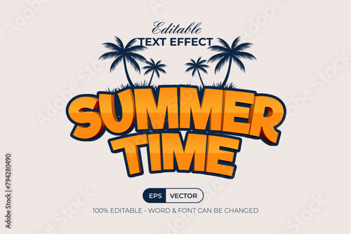 Summer Text Effect Orange With Palm Logotype. (ID: 794280490)