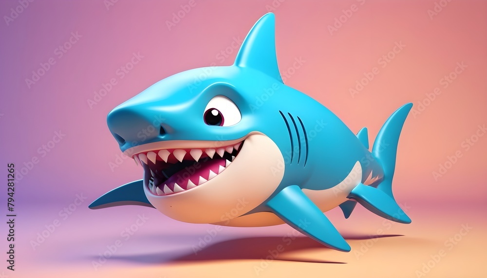 Fototapeta premium Cute little baby shark from cartoon