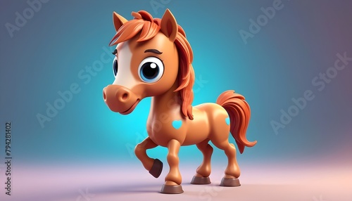Cute cartoon baby horse