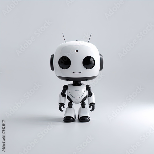 Ein schwarz weiß Foto eines kleinen lustigen Roboters © PixelArtWork