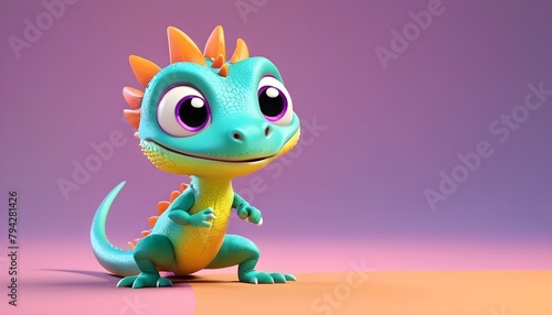 Cute cartoon baby lizard