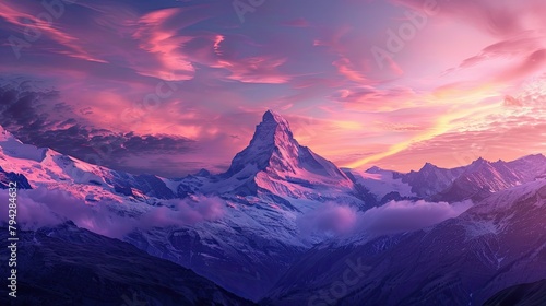 stunning swiss landscape with mountains at sunrise © Anisa Yunita