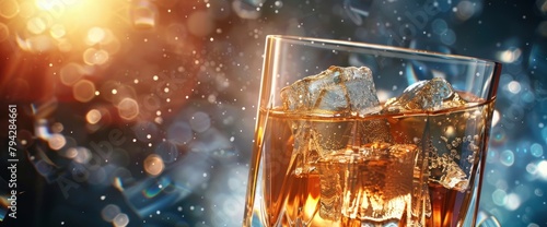 Whiskey with ice cubes in glass stock photo, Art deco pattern background. High resolution photography, Background Image,Desktop Wallpaper Backgrounds, HD © ACE STEEL D