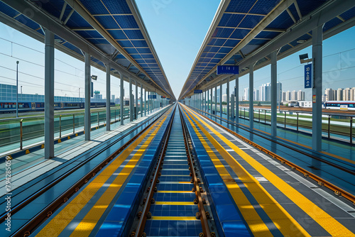 Sustainable Transit: Modern Train Station Powered by a Solar Panel Roof