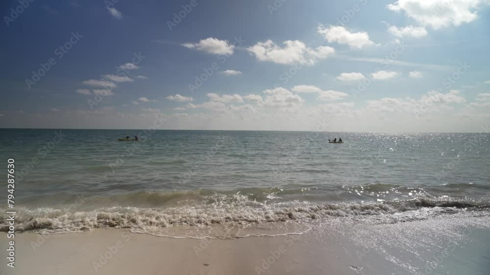 View of waves lapping on beach near Puerto Morelos, Caribbean Coast, Yucatan Peninsula, Mexico, North America View of waves lapping on beach near Puerto Morelos, Caribbean Coast, Yucatan Peninsula, Mexico, North America