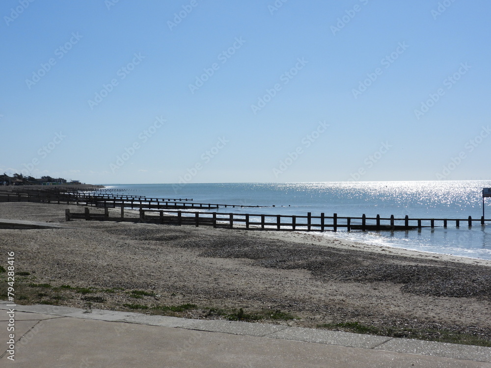 English pebbly beach by the sea