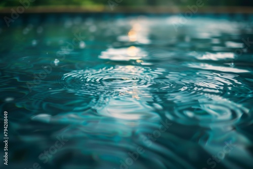 Close-up of tranquil water ripples in a serene pool with soft light reflections