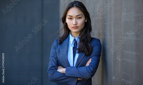A corporate woman in a ligh...
