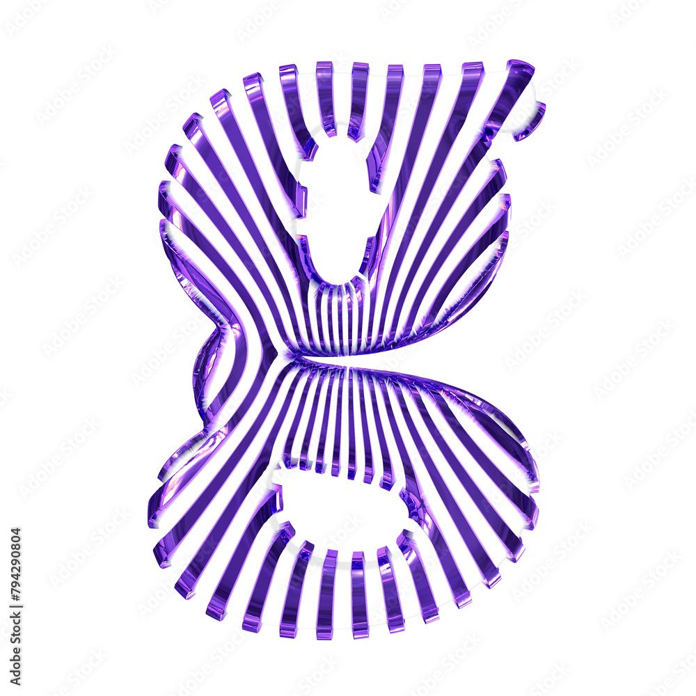 White symbol with purple vertical ultra-thin straps. letter g White symbol with purple vertical ultra-thin straps. letter g