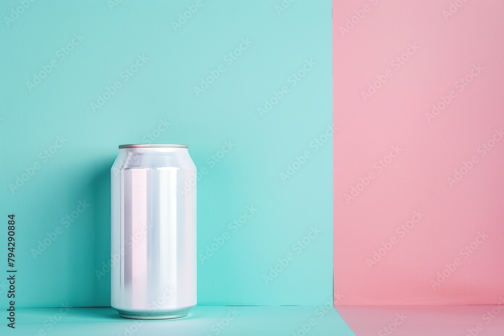Blank aluminum can on colorful background Blank aluminum can on colorful background