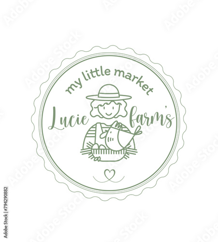 Logo pour producteur de produits bio, locaux, de saison. Identité de marque, maraîchère, vente à la ferme, marché, épicerie, charte graphique, étiquette, métier, femme, agricultrice, label.