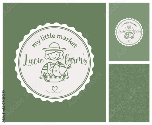 Logo pour producteur de produits bio, locaux, de saison. Identité de marque, maraîchère, vente à la ferme, marché, épicerie, charte graphique, étiquette, métier, femme, agricultrice, label.