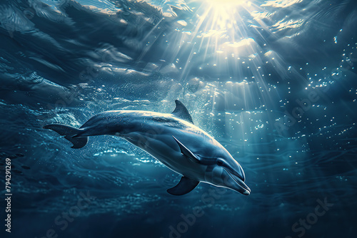 Dolphin in blue pacific ocean © Alina