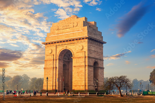 India Gate at sunrise, Rajpath, New Dehli, India