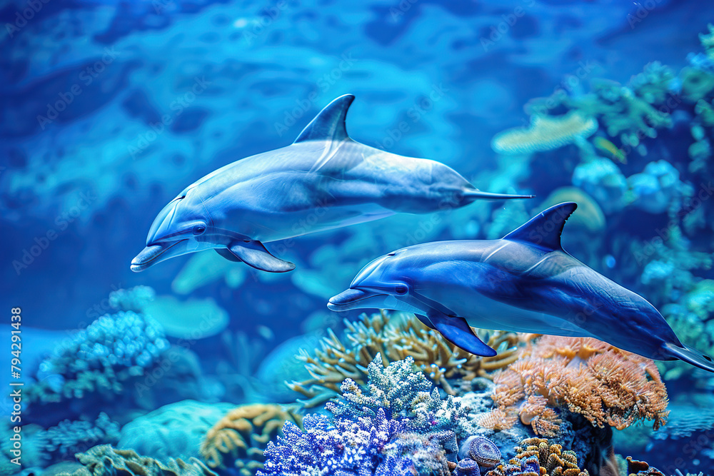 Obraz premium Dolphin in blue pacific ocean
