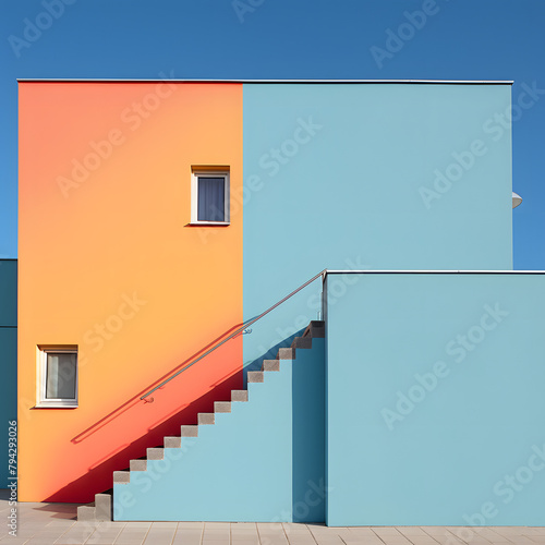 colorfull warm summer vibe archtecture, modern archotecture with popping colors, bright summer colors photo