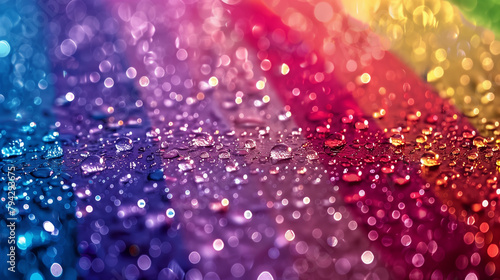 water rainbow drops on a glass background