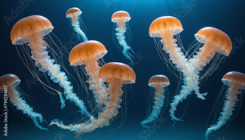 Jellyfish Swimming Gracefully Underwater © Santiago