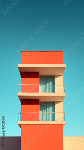 colorfull warm summer vibe archtecture, modern archotecture with popping colors, bright summer colors photo