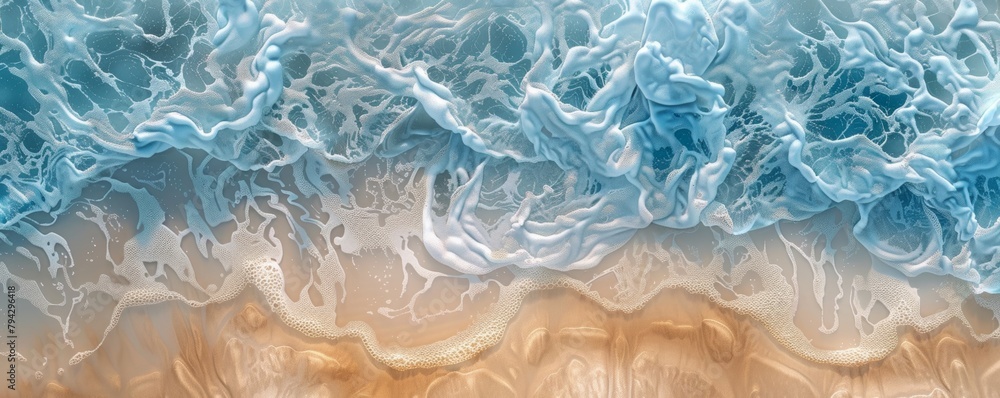 Naklejka premium Abstract aerial view of ocean waves and sandy beach