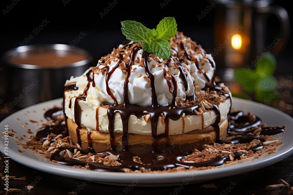 Chocolate Pie with Chantilly Irresistible temptation., generative IA Chocolate Pie with Chantilly Irresistible temptation., generative IA