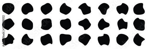 Random shapes. Organic black blobs of irregular shape. Abstract blotch, inkblot and pebble silhouettes, simple liquid photo