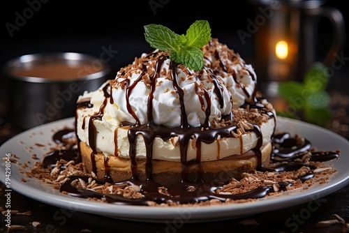 Chocolate Pie with Chantilly Irresistible temptation., generative IA