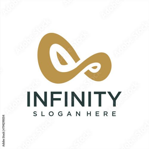 Endless infinity loop with unique art style symbol, conceptual special logo template