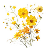 yellow flowers in vase isolated on transparent background Generative AI