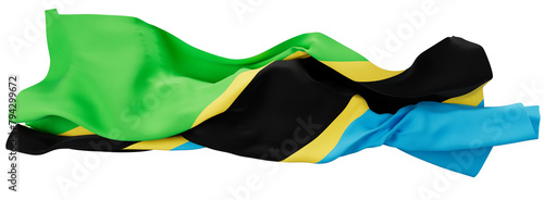 Dynamic Swirl of the Tanzanian Flag in Motion on a Transparent Background photo