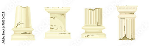 Broken Marble Antique Pillar and Column Vector Set