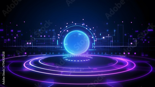 purple and blue Abstract technology background circles digital hi-tech technology design background. concept innovation. vector illustration © plaksa