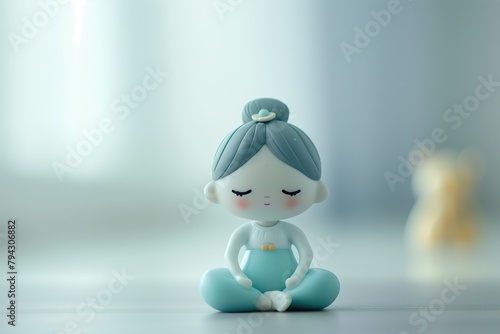 Pilates workout, yoga, plastic toy on white background