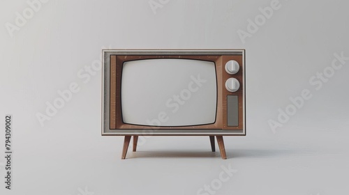 retro tv blank screen mockup template vintage television on white background 3d render