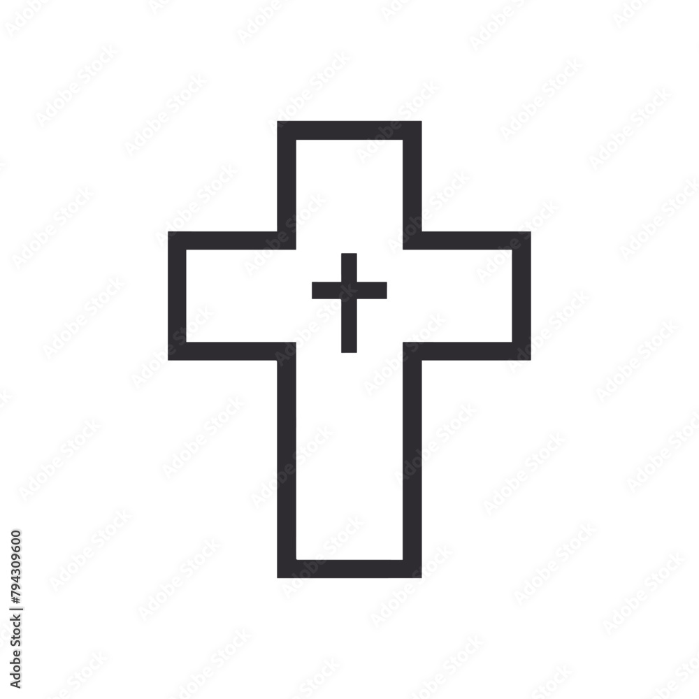 Cross Symbol Vector Graphic with Transparent Background, Cross Icon