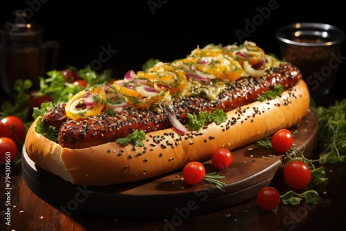 Vegan hot dog with plant-based mayonnaise., generative IA
