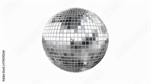 silver disco mirror ball cutout on white background party and celebration symbol digital illustration