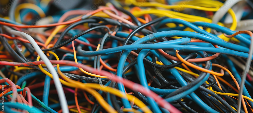 tangled wires in a pile tangled wires in a pile