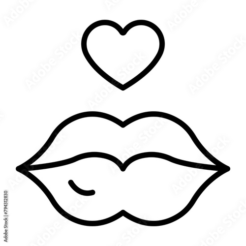 Lips Vector Line Icon