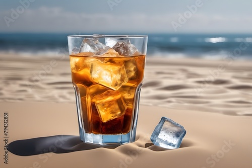 Quench your thirst with an ice-cold drink amidst the scorching desert sands  a refreshing oasis in the arid expanse.