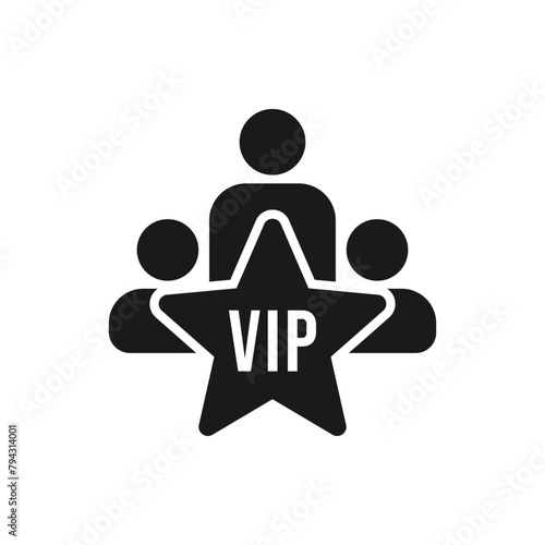 VIP member badge icon flat style isolated on white backgroud. Vector illustration