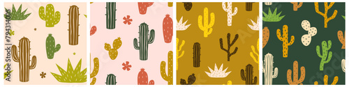 Cactus seamless pattern. Cacti pattern.