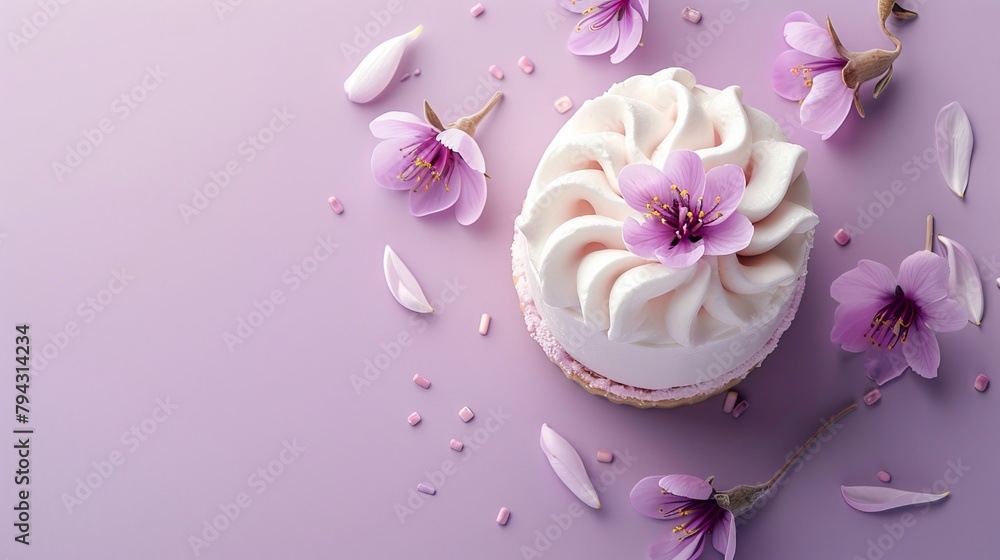 cake on a purple background. cake on a purple background.