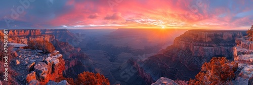 The stunning scenery of the Canyon at sunset, a majestic landscape. photo