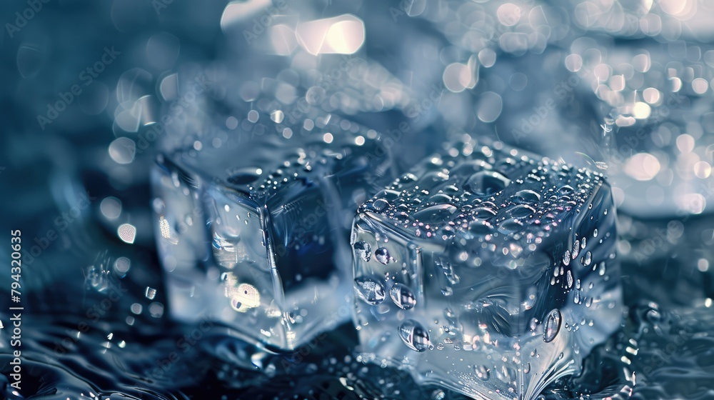Melted ice cubes close-up Melted ice cubes close-up
