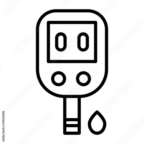 Glucose Meter Vector Line Icon