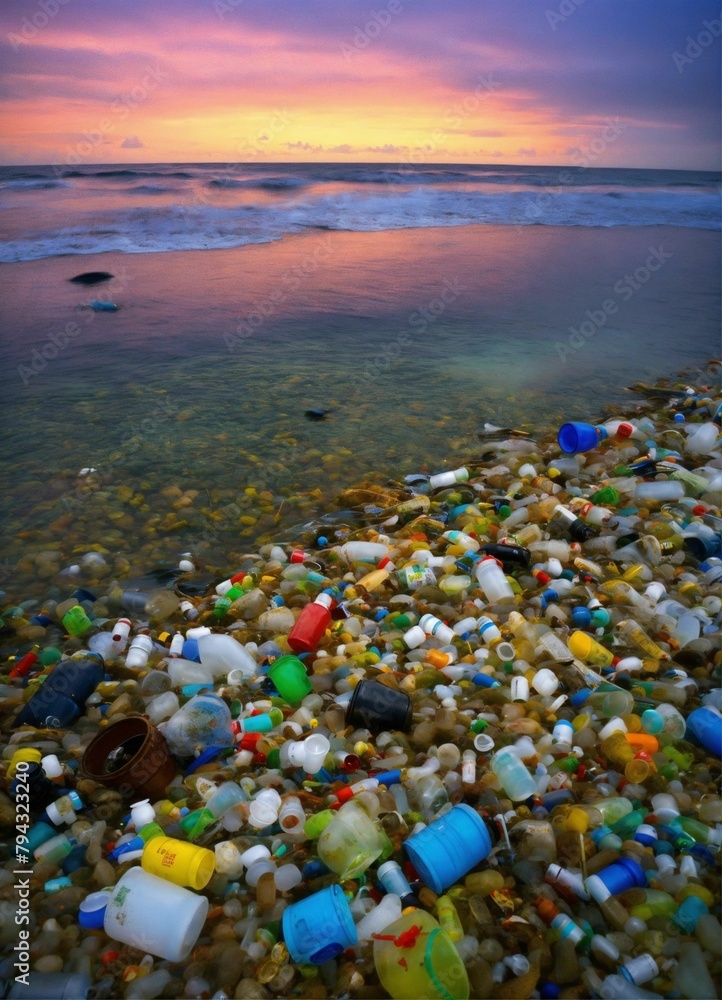 sunset at the beach ocean pollution