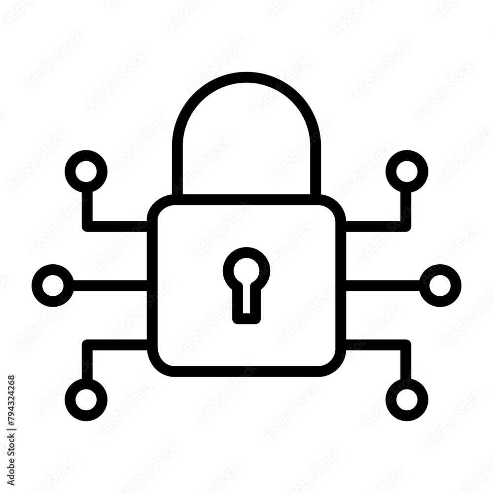 Cyber Security Vector Line Icon Cyber Security Vector Line Icon
