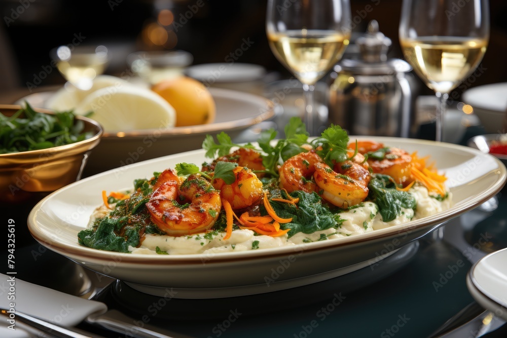 Exuberant dish Caruru, Shrimp and Vatapá., generative IA Exuberant dish Caruru, Shrimp and Vatapá., generative IA