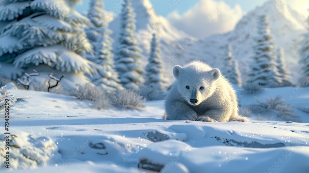 Arctic fox in snowy landscape Arctic fox in snowy landscape